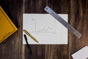 Gráfico de crescimento desenhado em papel