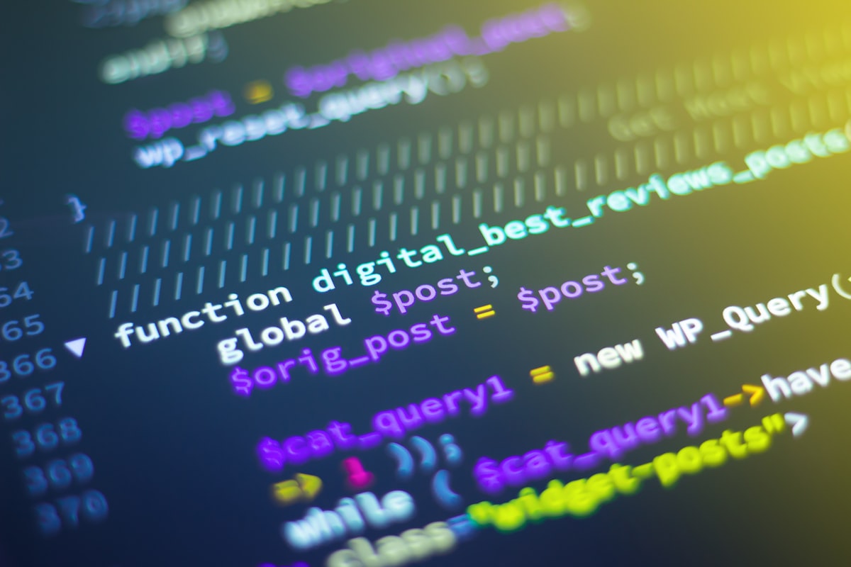 Tela com código de programação